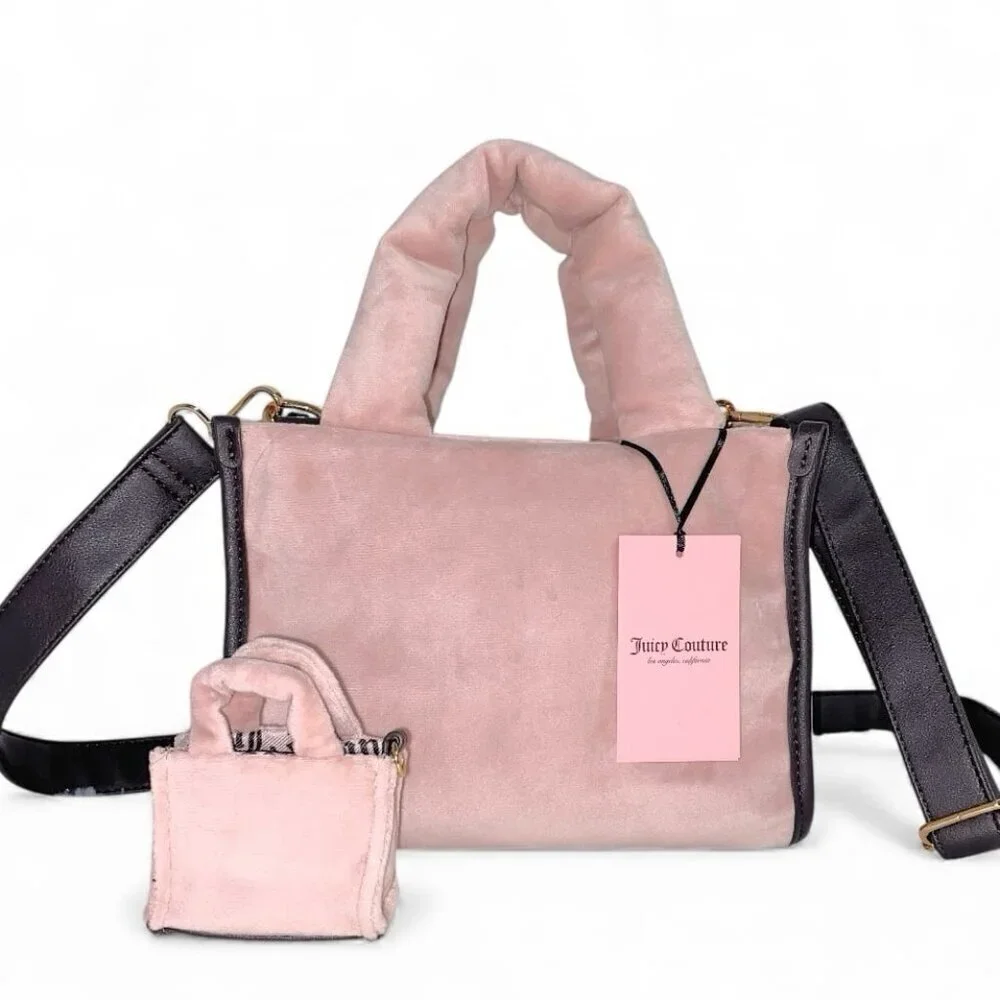 Juicy Couture Better Together Pink Mini Tote Bag w/ Matching Purse Hang Charm